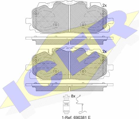 Icer 182254 - Bremžu uzliku kompl., Disku bremzes autospares.lv