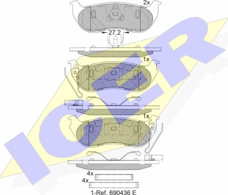 Icer 182255 - Bremžu uzliku kompl., Disku bremzes autospares.lv