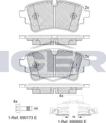 Icer 182256-208 - Bremžu uzliku kompl., Disku bremzes www.autospares.lv