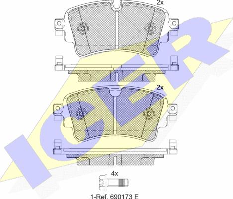 Icer 182256 - Bremžu uzliku kompl., Disku bremzes autospares.lv