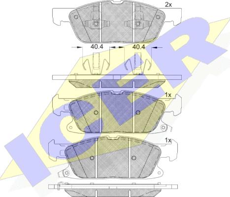 Icer 182250 - Bremžu uzliku kompl., Disku bremzes www.autospares.lv