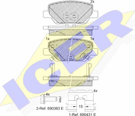 Icer 182269 - Bremžu uzliku kompl., Disku bremzes www.autospares.lv