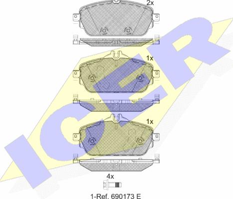 Icer 182212 - Bremžu uzliku kompl., Disku bremzes www.autospares.lv