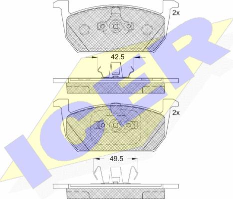 Icer 182285 - Bremžu uzliku kompl., Disku bremzes www.autospares.lv