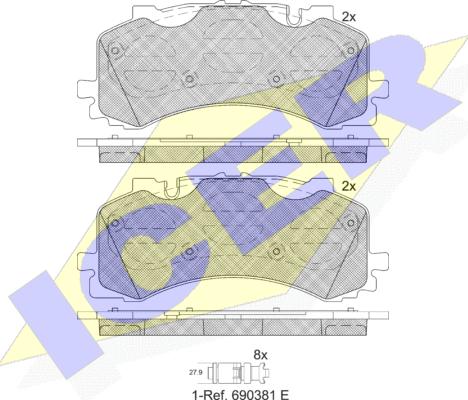 Icer 182281 - Bremžu uzliku kompl., Disku bremzes www.autospares.lv