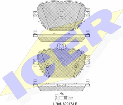 Icer 182288 - Bremžu uzliku kompl., Disku bremzes www.autospares.lv