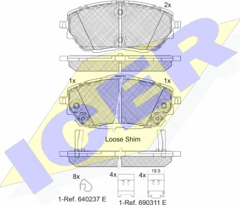 Icer 182287 - Bremžu uzliku kompl., Disku bremzes www.autospares.lv