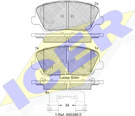 Icer 182239 - Bremžu uzliku kompl., Disku bremzes www.autospares.lv