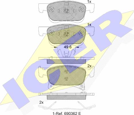 Icer 182221 - Bremžu uzliku kompl., Disku bremzes www.autospares.lv