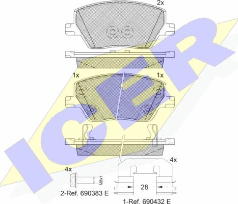 Icer 182275 - Bremžu uzliku kompl., Disku bremzes www.autospares.lv