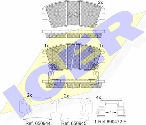 Icer 182277 - Bremžu uzliku kompl., Disku bremzes autospares.lv