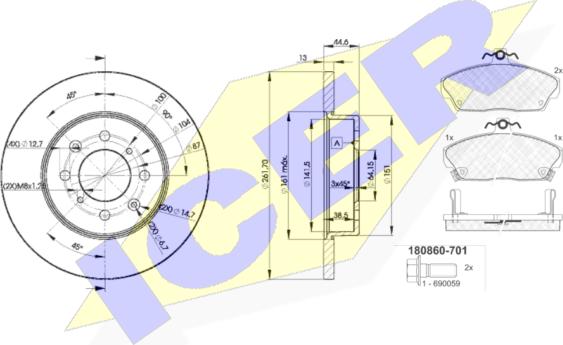 Icer 30860-0841 - Bremžu komplekts, Disku bremzes www.autospares.lv