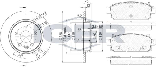 Icer 31943-1560 - Bremžu komplekts, Disku bremzes www.autospares.lv