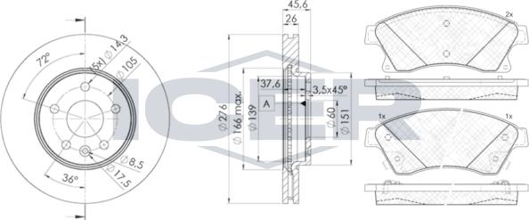 Icer 31942-1559 - Bremžu komplekts, Disku bremzes www.autospares.lv