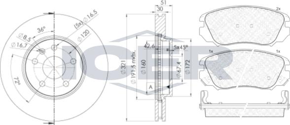 Icer 31914-5387 - Bremžu komplekts, Disku bremzes www.autospares.lv