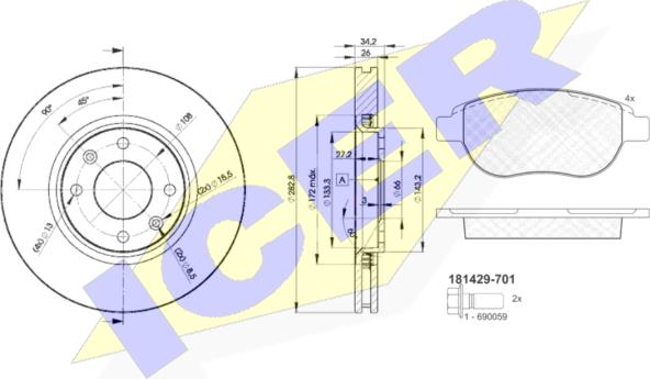 Icer 31429-4752 - Bremžu komplekts, Disku bremzes www.autospares.lv