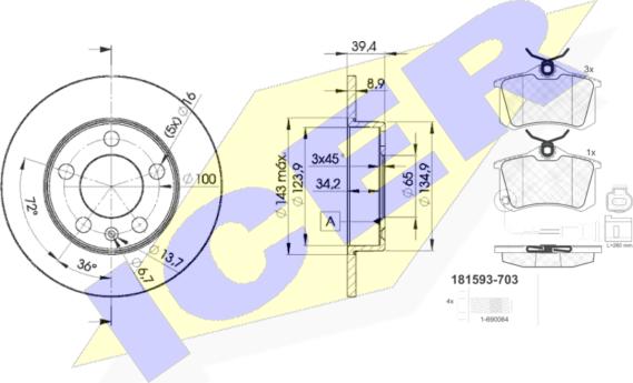 Icer 31593-5601 - Bremžu komplekts, Disku bremzes www.autospares.lv