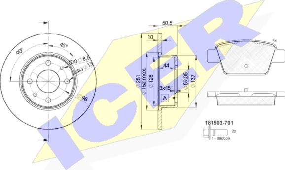 Icer 31503-4070 - Bremžu komplekts, Disku bremzes www.autospares.lv