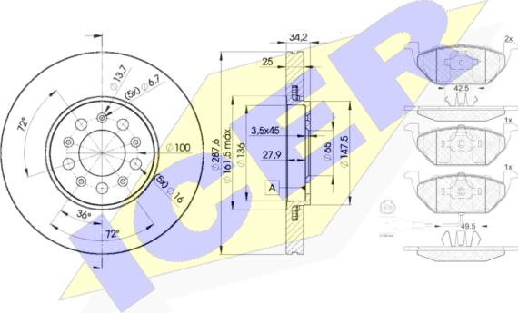 Icer 31349-5604 - Bremžu komplekts, Disku bremzes www.autospares.lv