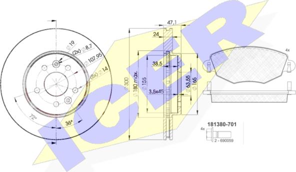 Icer 31380-6767 - Bremžu komplekts, Disku bremzes www.autospares.lv