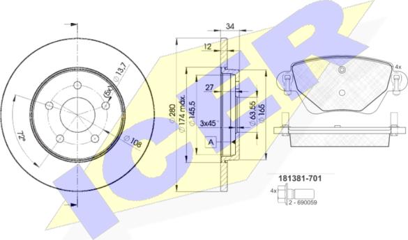 Icer 31381-6768 - Bremžu komplekts, Disku bremzes autospares.lv