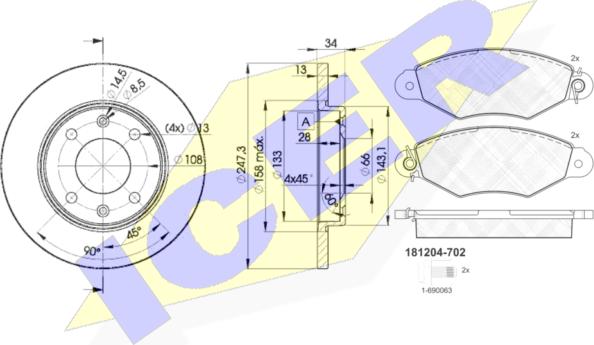 Icer 31204-4298 - Bremžu komplekts, Disku bremzes www.autospares.lv