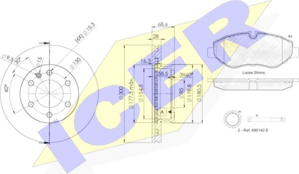 Icer 31786-0190 - Bremžu komplekts, Disku bremzes www.autospares.lv