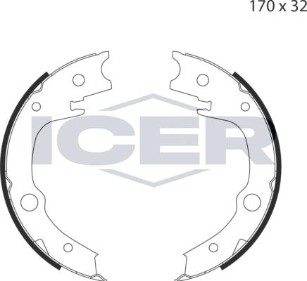 Icer 79PB4041 C - Brake Shoe Set, parking brake www.autospares.lv