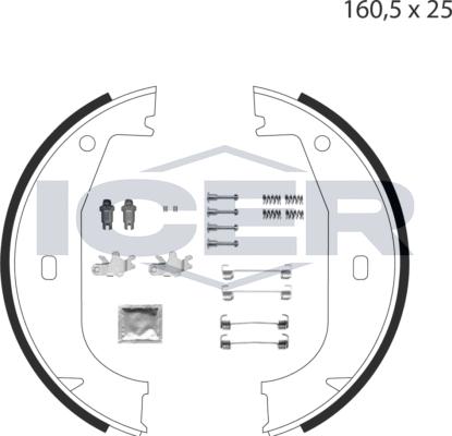 Icer 79PB4000 C - Brake Shoe Set, parking brake www.autospares.lv