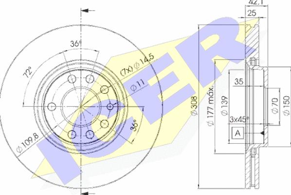 Icer 78BD9061-2 - Тормозной диск www.autospares.lv