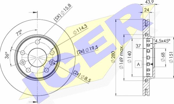 Icer 78BD4022-2 - Bremžu diski www.autospares.lv