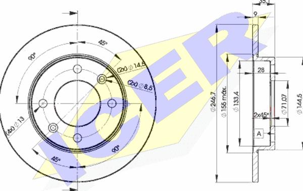 Icer 78BD4746-2 - Brake Disc www.autospares.lv