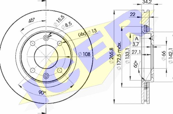 Icer 78BD4750-2 - Тормозной диск www.autospares.lv