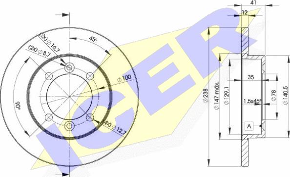 Icer 78BD4706-2 - Bremžu diski www.autospares.lv