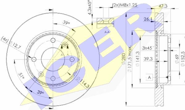 Icer 78BD5172-2 - Bremžu diski www.autospares.lv