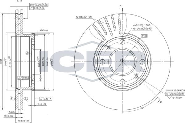 Icer 78BD0570-2 - Bremžu diski www.autospares.lv