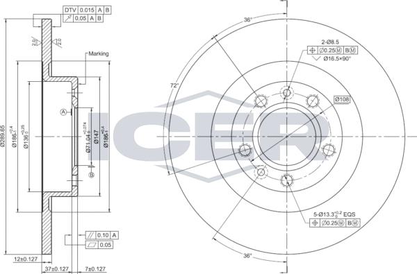 Icer 78BD0040-2 - Bremžu diski www.autospares.lv