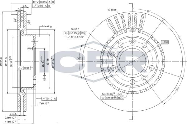 Icer 78BD0037-2 - Bremžu diski www.autospares.lv