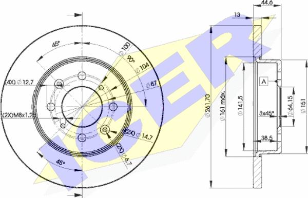 Icer 78BD0841-2 - Bremžu diski www.autospares.lv