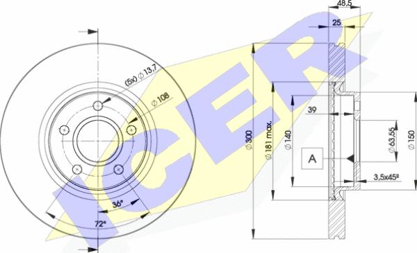 Icer 78BD3937-2 - Brake Disc www.autospares.lv