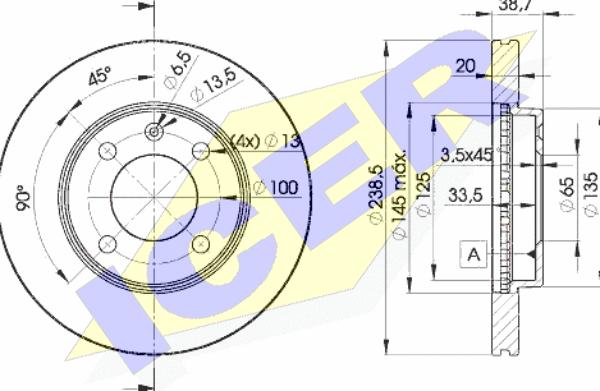 Icer 78BD3975-2 - Тормозной диск www.autospares.lv