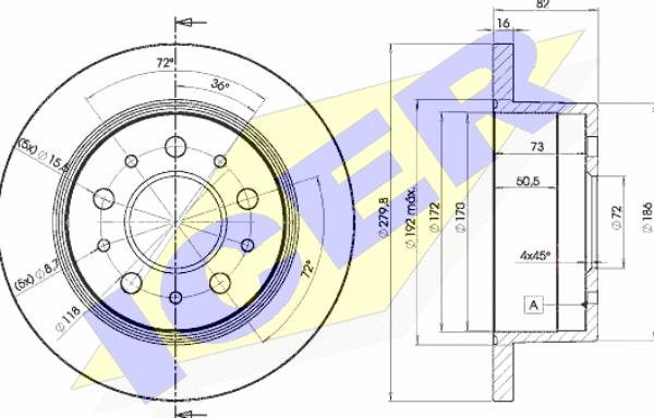 Icer 78BD3806-1 - Тормозной диск www.autospares.lv