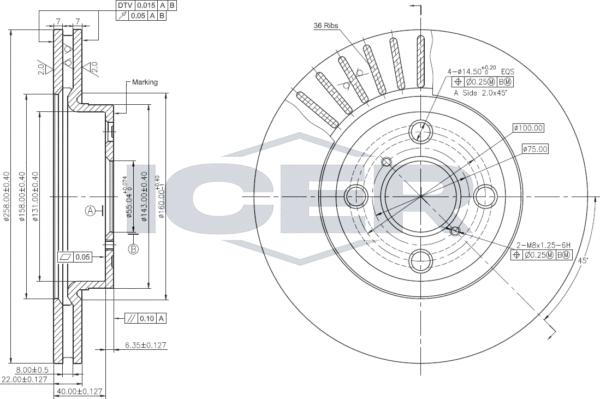 Icer 78BD2894-2 - Bremžu diski www.autospares.lv