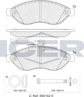 Icer LM1803 - Bremžu uzliku kompl., Disku bremzes www.autospares.lv