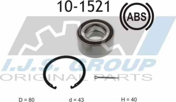 IJS GROUP 10-1521 - Wheel hub, bearing Kit www.autospares.lv