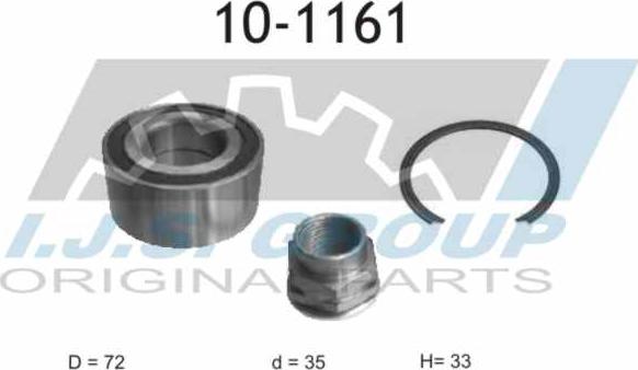 IJS GROUP 10-1161 - Wheel hub, bearing Kit www.autospares.lv