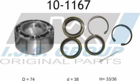 IJS GROUP 10-1167 - Wheel hub, bearing Kit www.autospares.lv