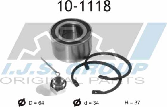 IJS GROUP 10-1118 - Подшипник ступицы колеса, комплект www.autospares.lv