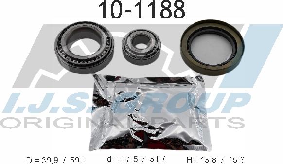 IJS GROUP 10-1188 - Wheel hub, bearing Kit www.autospares.lv