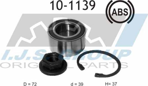 IJS GROUP 10-1139 - Wheel hub, bearing Kit www.autospares.lv